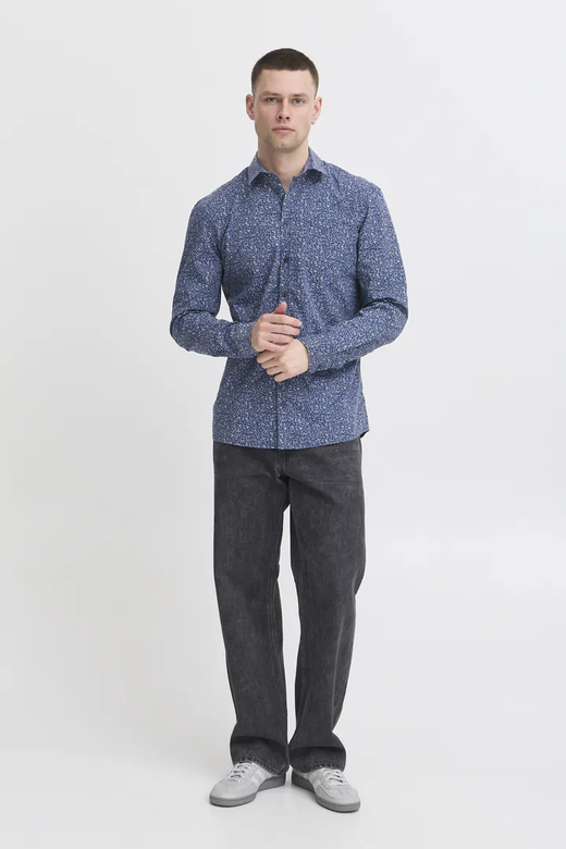 Camisa m/l con microestampado floral Blend Of America Dress Blue