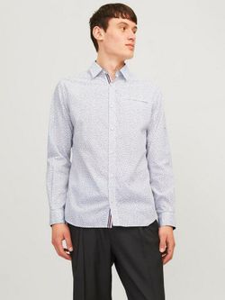 Camisa m/l con micromuestra Jack & Jones Bright White