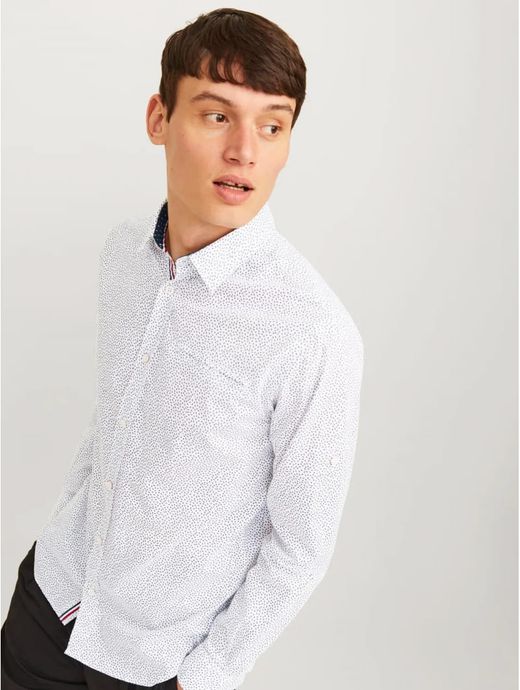 Camisa m/l con micromuestra Jack & Jones Bright White