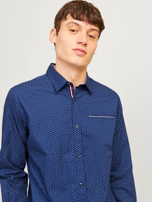 Camisa m/l con micromuestra Jack & Jones Medium Blue