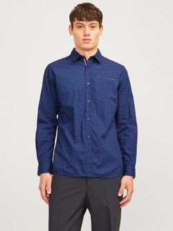 Camisa m/l con micromuestra Jack & Jones Medium Blue