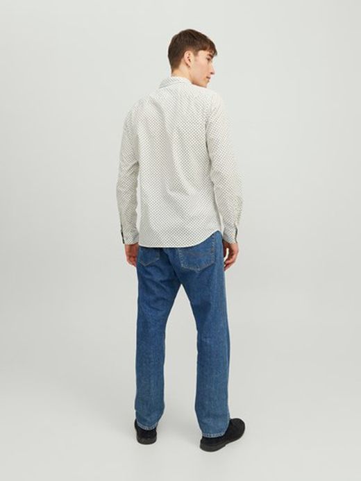 Camisa m/l con muestra geométrica Jack & Jones Cloud Dancer