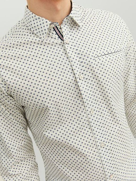 Camisa m/l con muestra geométrica Jack & Jones Cloud Dancer