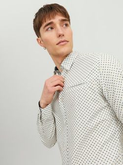 Camisa m/l con muestra geométrica Jack & Jones Cloud Dancer