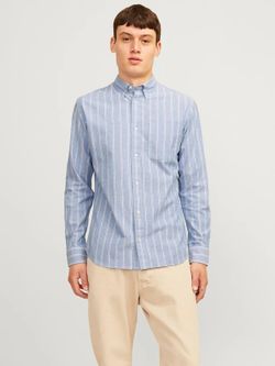 Camisa m/l con rayas bicolor Jack & Jones Chambray Blue