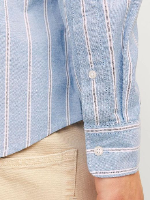 Camisa m/l con rayas bicolor Jack & Jones Chambray Blue