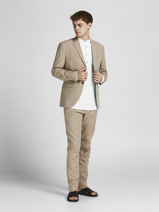 Camisa m/l de 4 botones Jack & Jones White