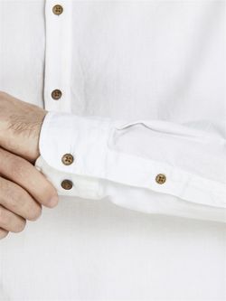 Camisa m/l de 4 botones Jack & Jones White