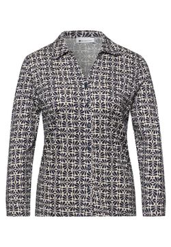 Camisa m/l de punto con estampado vegetal Street One Shadow Blue