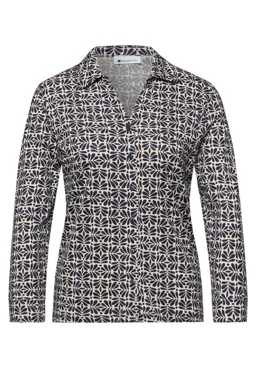 Camisa m/l de punto con estampado vegetal Street One Shadow Blue