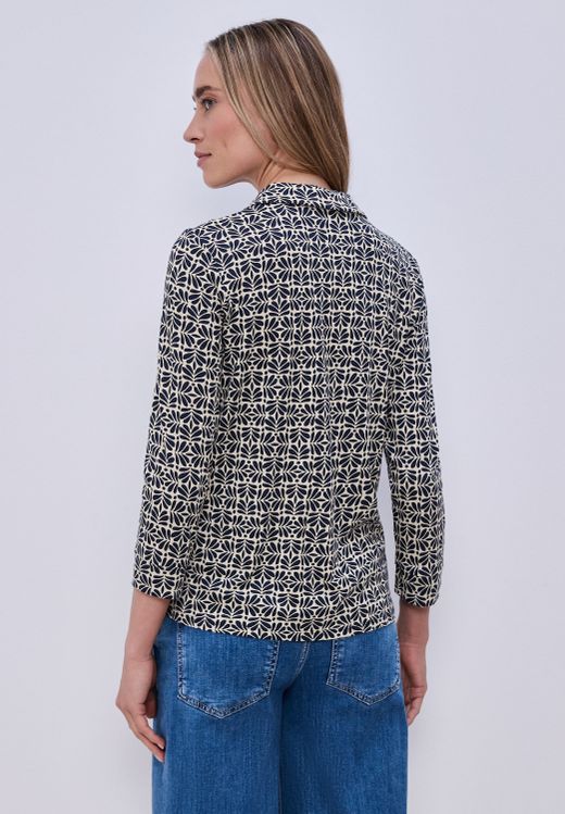 Camisa m/l de punto con estampado vegetal Street One Shadow Blue