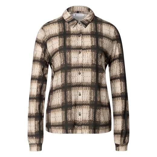 Camisa m/l de punto cuadros Street One Sand