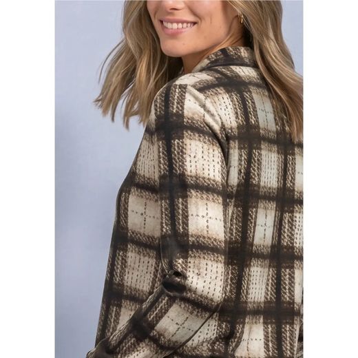 Camisa m/l de punto cuadros Street One Sand