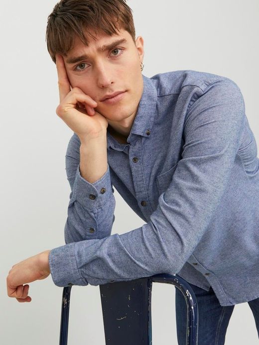 Camisa m/l microjaspeado Jack & Jones Faded Denim