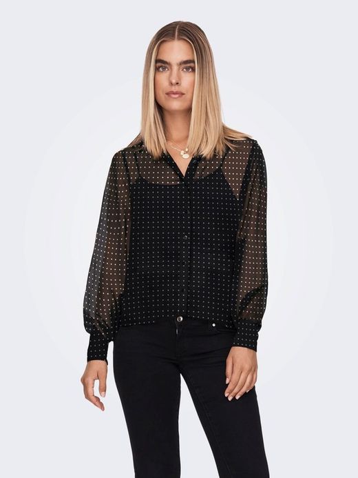 Camisa m/l gasa con lunares Only Black