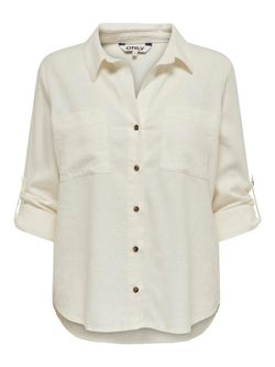 Camisa m/l lino con bolsillos Only Cloud Dancer
