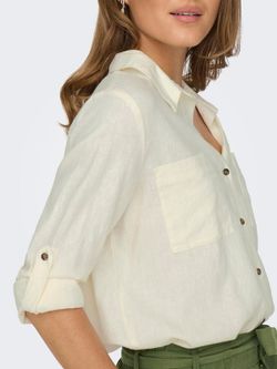 Camisa m/l lino con bolsillos Only Cloud Dancer