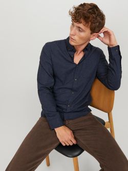 Camisa m/l microjaspeado Jack & Jones Navy Blazer