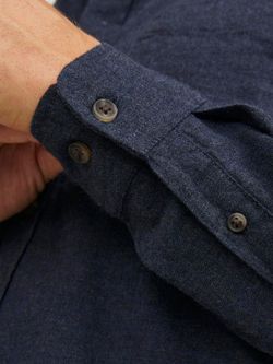 Camisa m/l microjaspeado Jack & Jones Navy Blazer