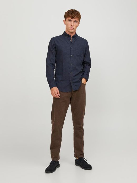Camisa m/l microjaspeado Jack & Jones Navy Blazer