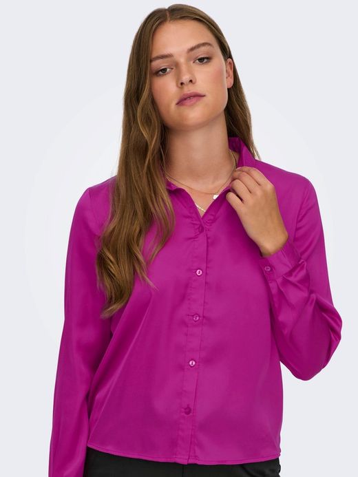 Camisa m/l raso Jdy Fucsia