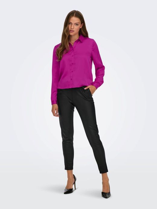 Camisa m/l raso Jdy Fucsia