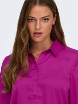 Camisa m/l raso Jdy Fucsia