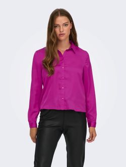 Camisa m/l raso Jdy Fucsia