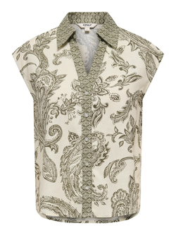 Camisa s/m con estampado cachemir monocolor Only Ivy Green