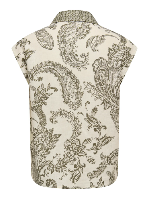 Camisa s/m con estampado cachemir monocolor Only Ivy Green