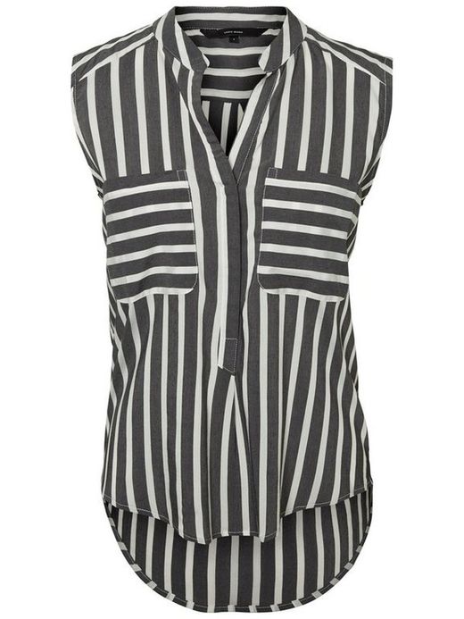 Camisa sin mangas con rayas verticales y bolsillos Vero Moda Black