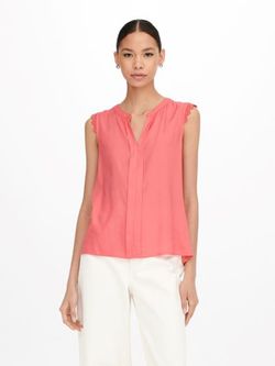 Camisa s/m lisa con puntilla Only Rose