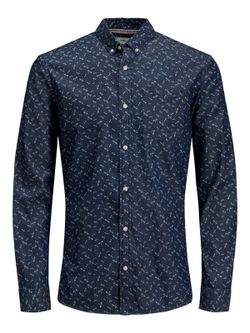 Camisa tejana con microdibujo libélulas Produkt Dark Blue