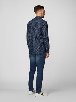 Camisa tejana con microdibujo libélulas Produkt Dark Blue