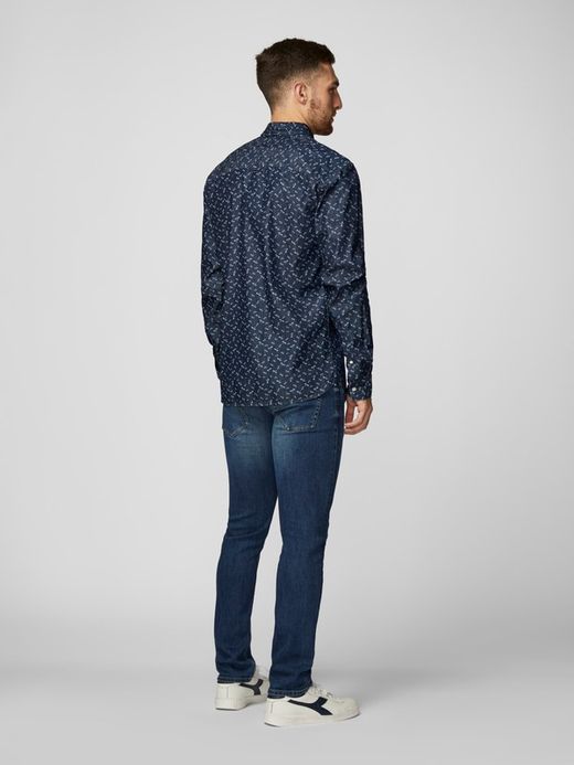 Camisa tejana con microdibujo libélulas Produkt Dark Blue