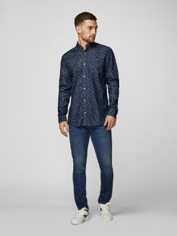 Camisa tejana con microdibujo libélulas Produkt Dark Blue