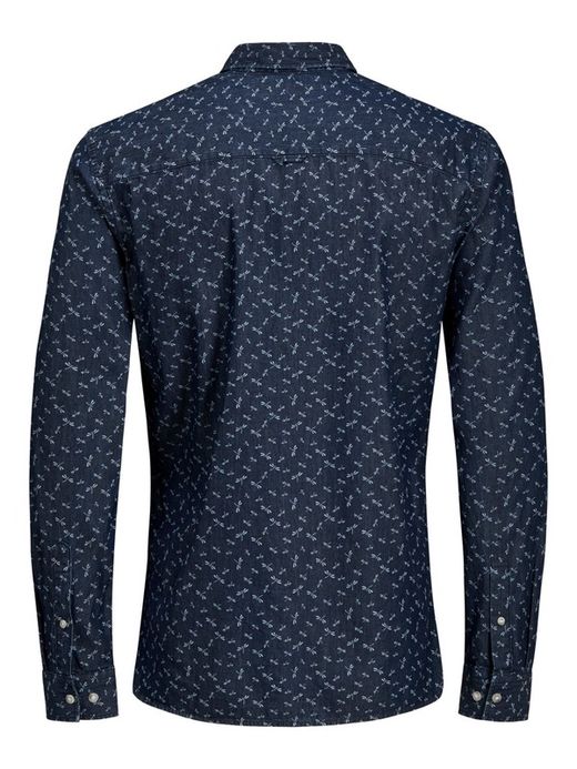 Camisa tejana con microdibujo libélulas Produkt Dark Blue