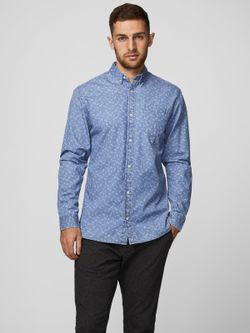 Chemise en jean à micro-motif libellule Produkt Light Blue Den