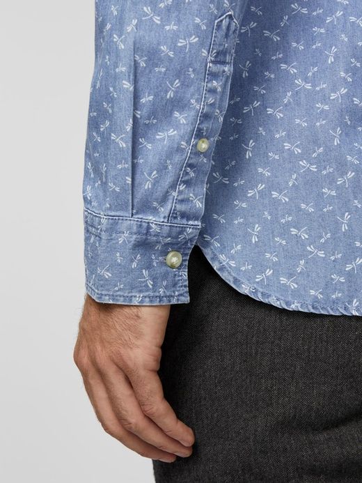 Chemise en jean à micro-motif libellule Produkt Light Blue Den
