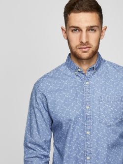 Chemise en jean à micro-motif libellule Produkt Light Blue Den