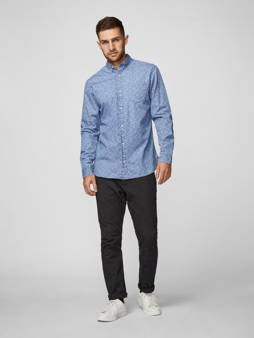 Chemise en jean à micro-motif libellule Produkt Light Blue Den