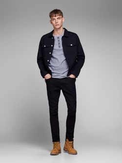 Camiseta básica con 3 botones Jack & Jones Mood Indigo