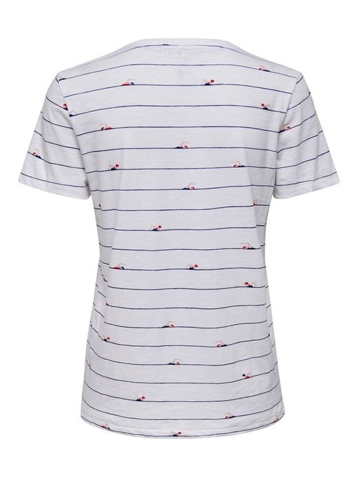 Camiseta básica con rayas marineras Only Bright White Striped