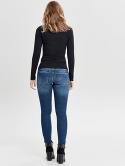 Jacqueline De Yong Schwarzes Basic T-Shirt mit U-Ausschnitt