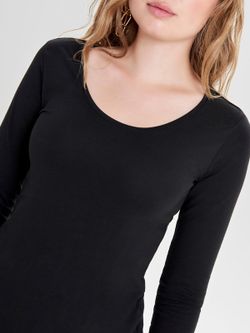 Jacqueline De Yong Schwarzes Basic T-Shirt mit U-Ausschnitt