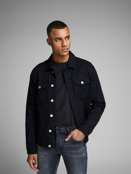 Camiseta básica elástica lisa Jack & Jones Black