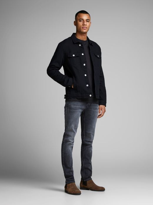 Camiseta básica elástica lisa Jack & Jones Black