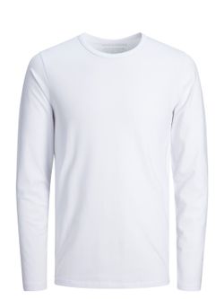 Jack & Jones White Plain Stretch Basic T-Shirt