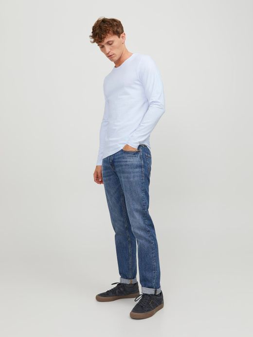 Jack & Jones White Plain Stretch Basic T-Shirt