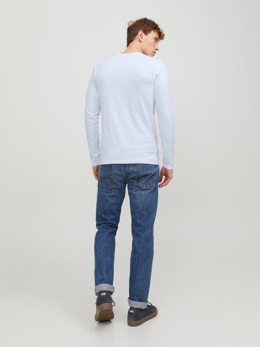 Jack & Jones White Plain Stretch Basic T-Shirt